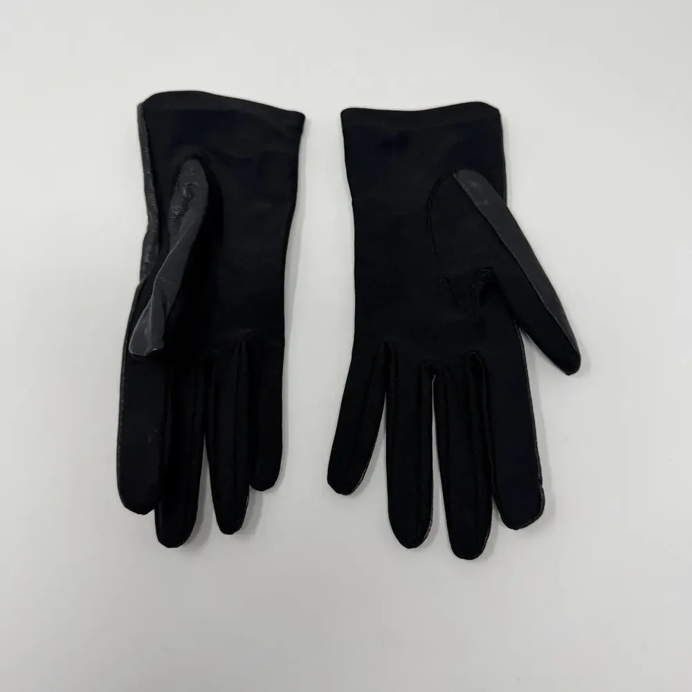 Vintage Aris Isotoner Black Leather Dress Gloves OS